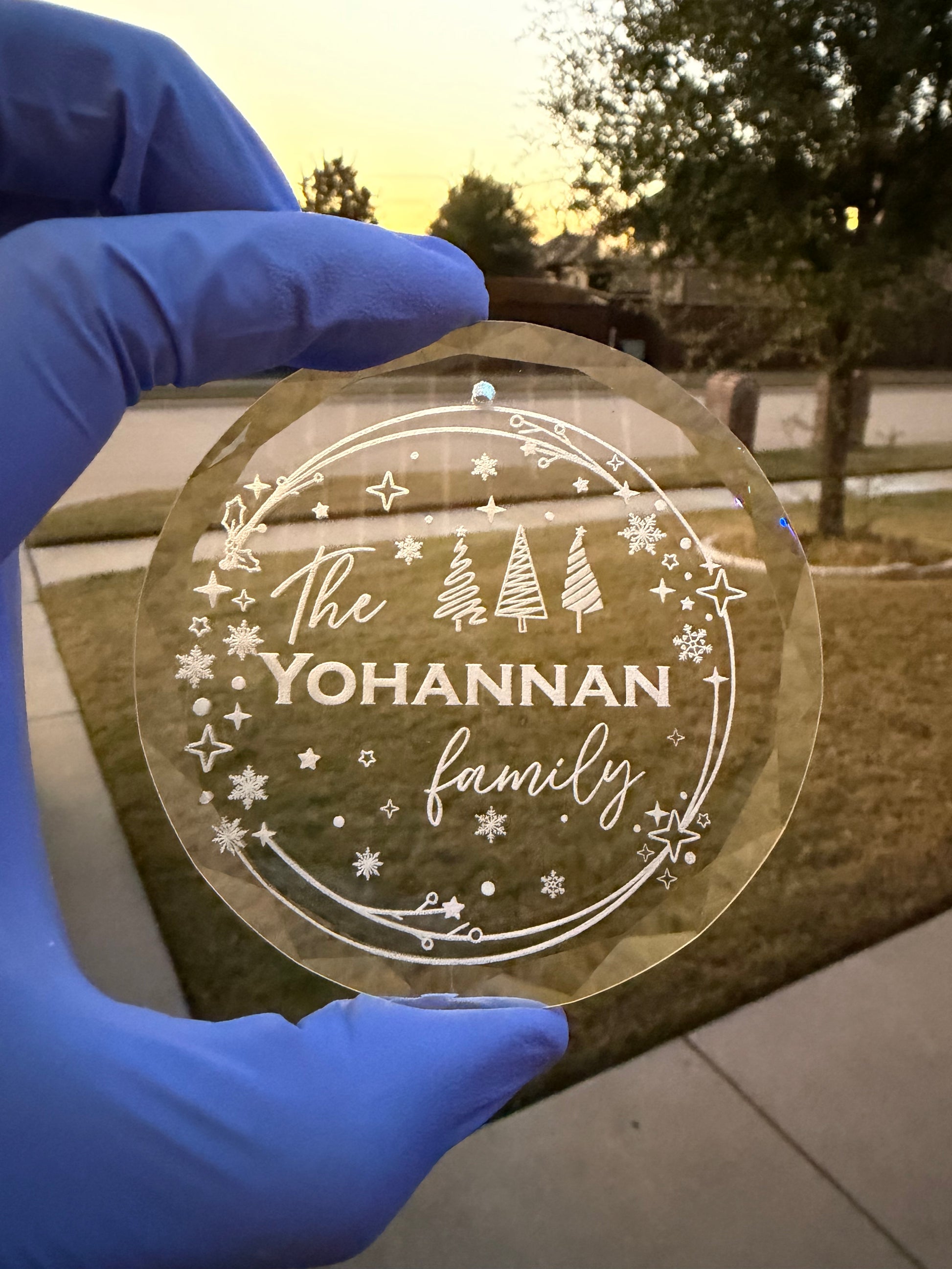 Crystal Ornaments - Engraved E&S Creative Works