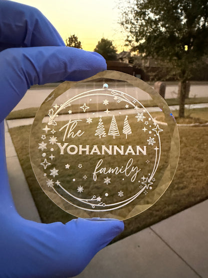 Crystal Ornaments - Engraved E&S Creative Works