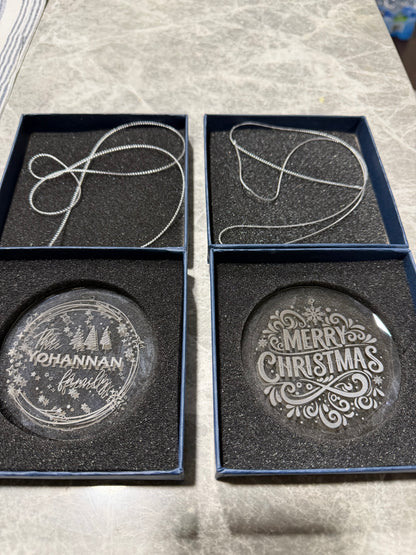 Crystal Ornaments - Engraved E&S Creative Works