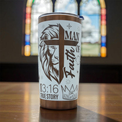 20oz Tumbler - “Man of Faith” Engraved Tumbler E&S Creative Works